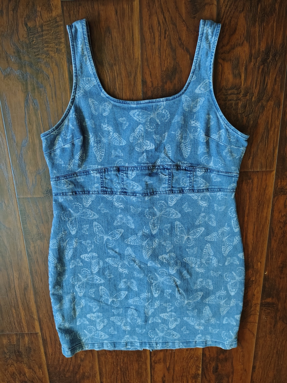 NOBO Blue Denim Mini Dress with Butterfly Print Size XL